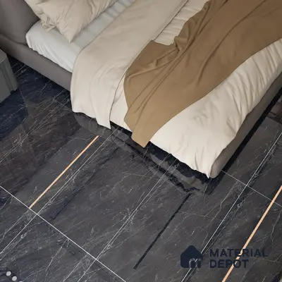 Marble Wall & Floor Tile TL 05148 Marblis Obsidian Veil 4 ft x 2 ft Vitrified  High Gloss Finish - 9 mm (Random 4) | Suitable for Living Room, Bedroom & Bathroom