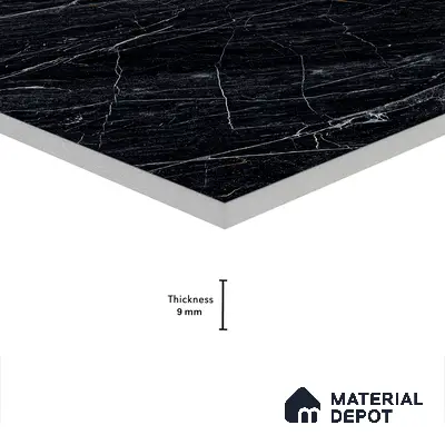 Marble Wall & Floor Tile TL 05148 Marblis Obsidian Veil 4 ft x 2 ft Vitrified  High Gloss Finish - 9 mm (Random 4) | Suitable for Living Room, Bedroom & Bathroom