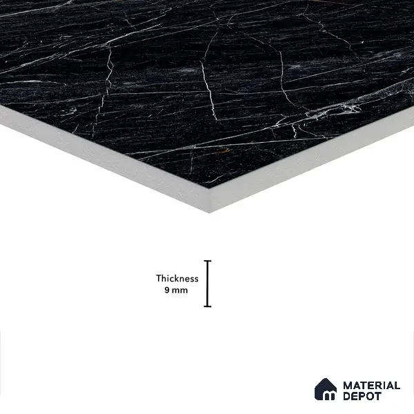 Marble Wall & Floor Tile TL 05148 Marblis Obsidian Veil 4 ft x 2 ft Vitrified High Gloss Finish - 9 mm (Random 4) | Suitable for Living Room, Bedroom & Bathroom