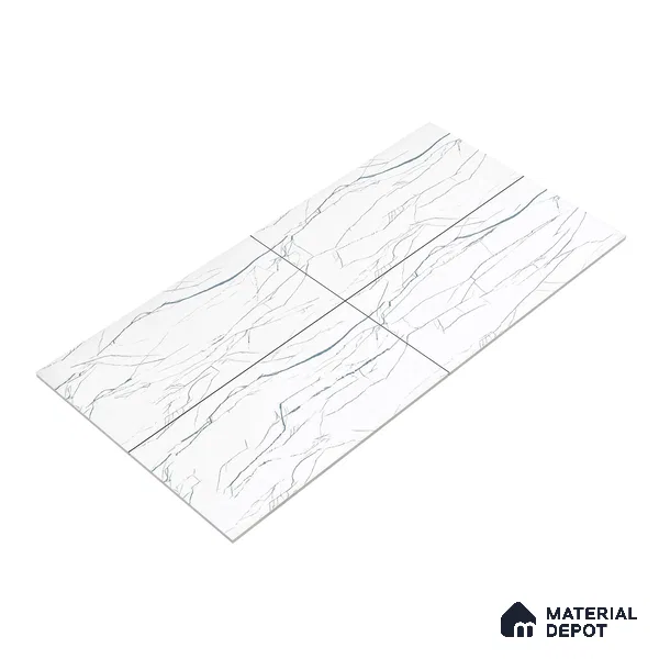 Marble Wall & Floor Tile TL 05113 B Marblis White Radiance 4 ft x 2 ft Vitrified Endless Carving Matte Finish - 9 mm (Random 4) | Suitable for Living Room, Bedroom & Bathroom