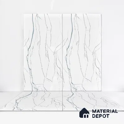 Marble Wall & Floor Tile TL 05113 B Marblis White Radiance 4 ft x 2 ft Vitrified Endless Carving Matte Finish - 9 mm (Random 4) | Suitable for Living Room, Bedroom & Bathroom