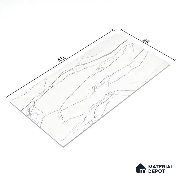 Marble Wall & Floor Tile TL 05113 B Marblis White Radiance 4 ft x 2 ft Vitrified Endless Carving Matte Finish - 9 mm (Random 4) | Suitable for Living Room, Bedroom & Bathroom