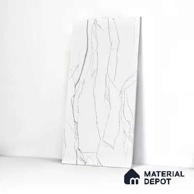 Marble Wall & Floor Tile TL 05113 B Marblis White Radiance 4 ft x 2 ft Vitrified Endless Carving Matte Finish - 9 mm (Random 4) | Suitable for Living Room, Bedroom & Bathroom
