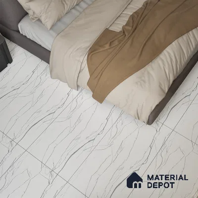 Marble Wall & Floor Tile TL 05113 B Marblis White Radiance 4 ft x 2 ft Vitrified Endless Carving Matte Finish - 9 mm (Random 4) | Suitable for Living Room, Bedroom & Bathroom