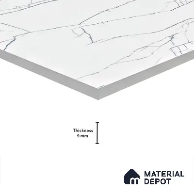 Marble Wall & Floor Tile TL 05113 B Marblis White Radiance 4 ft x 2 ft Vitrified Endless Carving Matte Finish - 9 mm (Random 4) | Suitable for Living Room, Bedroom & Bathroom