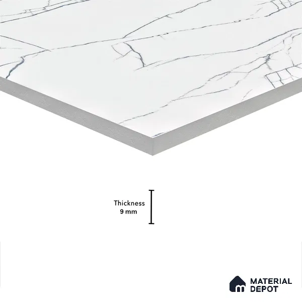 Marble Wall & Floor Tile TL 05113 B Marblis White Radiance 4 ft x 2 ft Vitrified Endless Carving Matte Finish - 9 mm (Random 4) | Suitable for Living Room, Bedroom & Bathroom