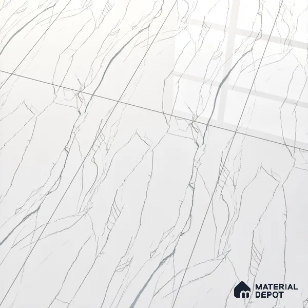 Marble Wall & Floor Tile TL 05113 Marblis Pearl Whisper 4 ft x 2 ft Vitrified Endless Glossy Finish - 9 mm (Random 4) | Suitable for Living Room, Bedroom & Bathroom