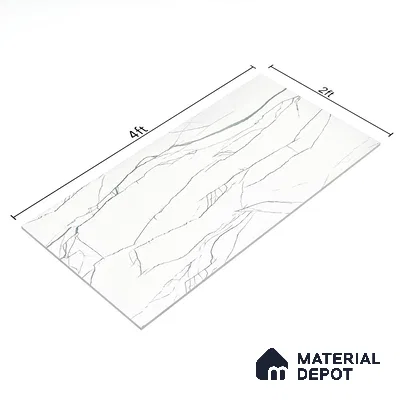 Marble Wall & Floor Tile TL 05113 Marblis Pearl Whisper 4 ft x 2 ft Vitrified Endless Glossy Finish - 9 mm (Random 4) | Suitable for Living Room, Bedroom & Bathroom