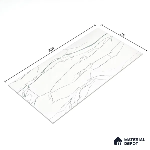 Marble Wall & Floor Tile TL 05113 Marblis Pearl Whisper 4 ft x 2 ft Vitrified Endless Glossy Finish - 9 mm (Random 4) | Suitable for Living Room, Bedroom & Bathroom