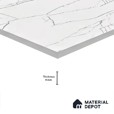 Marble Wall & Floor Tile TL 05113 Marblis Pearl Whisper 4 ft x 2 ft Vitrified Endless Glossy Finish - 9 mm (Random 4) | Suitable for Living Room, Bedroom & Bathroom