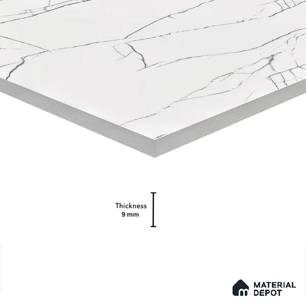 Marble Wall & Floor Tile TL 05113 Marblis Pearl Whisper 4 ft x 2 ft Vitrified Endless Glossy Finish - 9 mm (Random 4) | Suitable for Living Room, Bedroom & Bathroom