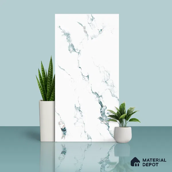 Marble Wall & Floor Tile TL 05145 Marblis Polar Mist 4 ft x 2 ft Vitrified Endless Glossy Finish - 9 mm (Random 4) | Suitable for Living Room, Bedroom & Bathroom