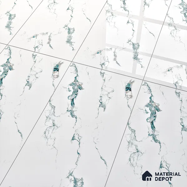 Marble Wall & Floor Tile TL 05145 Marblis Polar Mist 4 ft x 2 ft Vitrified Endless Glossy Finish - 9 mm (Random 4) | Suitable for Living Room, Bedroom & Bathroom