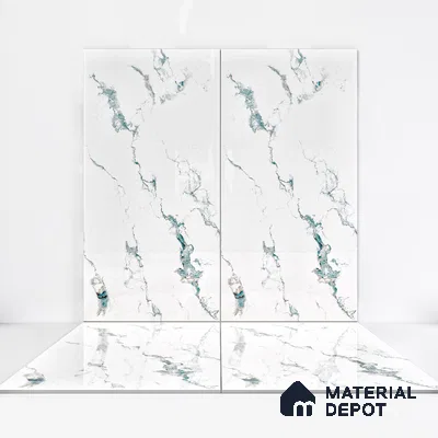 Marble Wall & Floor Tile TL 05145 Marblis Polar Mist 4 ft x 2 ft Vitrified Endless Glossy Finish - 9 mm (Random 4) | Suitable for Living Room, Bedroom & Bathroom
