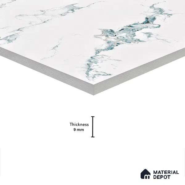 Marble Wall & Floor Tile TL 05145 Marblis Polar Mist 4 ft x 2 ft Vitrified Endless Glossy Finish - 9 mm (Random 4) | Suitable for Living Room, Bedroom & Bathroom