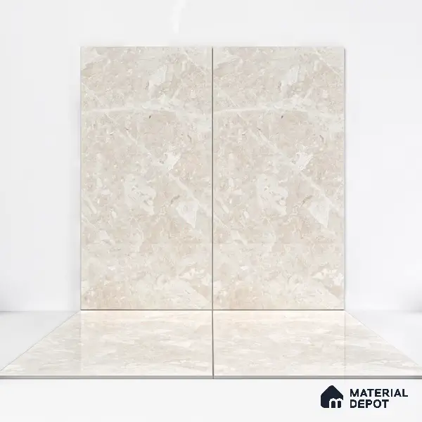 Marble Wall & Floor Tile TL 05137 Marblis Sandstone Elegance 4 ft x 2 ft Vitrified Endless Glossy Finish - 9 mm (Random 4) | Suitable for Living Room, Bedroom & Bathroom