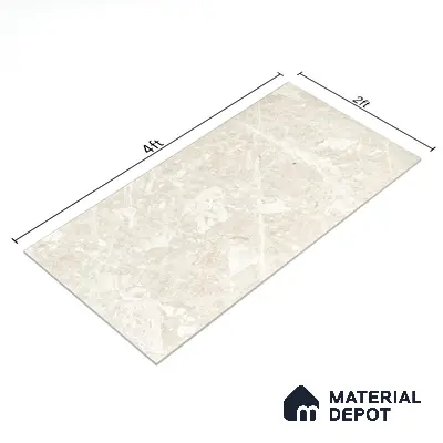 Marble Wall & Floor Tile TL 05137 Marblis Sandstone Elegance 4 ft x 2 ft Vitrified Endless Glossy Finish - 9 mm (Random 4) | Suitable for Living Room, Bedroom & Bathroom