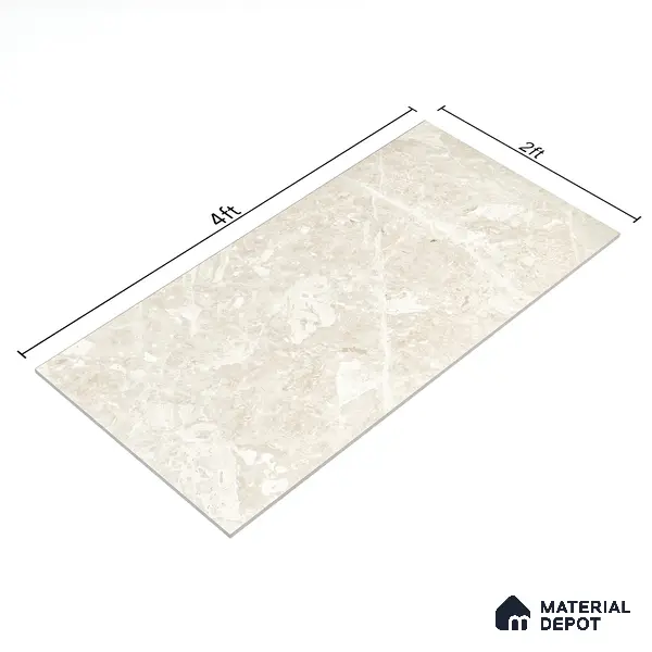 Marble Wall & Floor Tile TL 05137 Marblis Sandstone Elegance 4 ft x 2 ft Vitrified Endless Glossy Finish - 9 mm (Random 4) | Suitable for Living Room, Bedroom & Bathroom