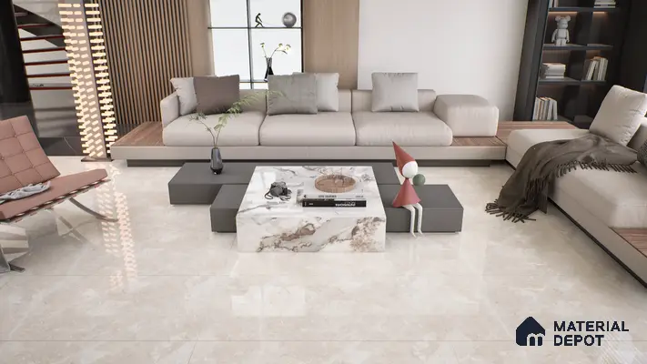 Marble Wall & Floor Tile TL 05137 Marblis Sandstone Elegance 4 ft x 2 ft Vitrified Endless Glossy Finish - 9 mm (Random 4) | Suitable for Living Room, Bedroom & Bathroom