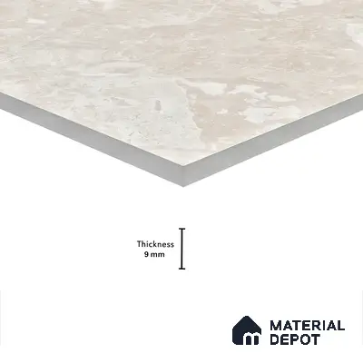 Marble Wall & Floor Tile TL 05137 Marblis Sandstone Elegance 4 ft x 2 ft Vitrified Endless Glossy Finish - 9 mm (Random 4) | Suitable for Living Room, Bedroom & Bathroom