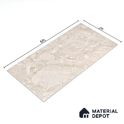 Marble Wall & Floor Tile TL 05116 B Marblis Amber Marble 4 ft x 2 ft Vitrified Endless Carving Matte Finish - 9 mm (Random 4) | Suitable for Living Room, Bedroom & Bathroom