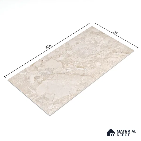 Marble Wall & Floor Tile TL 05116 B Marblis Amber Marble 4 ft x 2 ft Vitrified Endless Carving Matte Finish - 9 mm (Random 4) | Suitable for Living Room, Bedroom & Bathroom