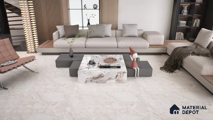 Marble Wall & Floor Tile TL 05116 B Marblis Amber Marble 4 ft x 2 ft Vitrified Endless Carving Matte Finish - 9 mm (Random 4) | Suitable for Living Room, Bedroom & Bathroom