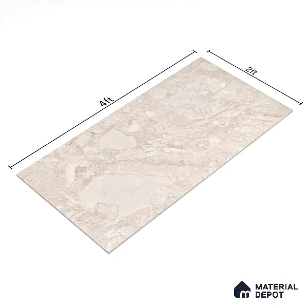 Marble Wall & Floor Tile TL 05116 Marblis Sandy Veil 4 ft x 2 ft Vitrified Endless Glossy Finish - 9 mm (Random 4) | Suitable for Living Room, Bedroom & Bathroom