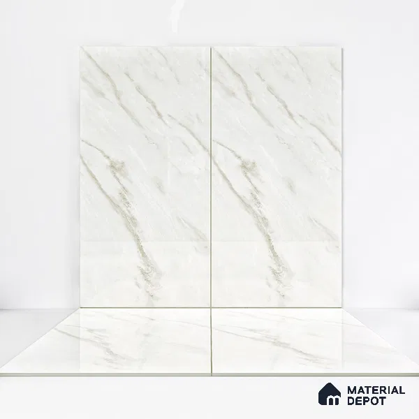 Marble Wall & Floor Tile TL 05142 Marblis Snow Blossom 4 ft x 2 ft Vitrified  Glossy Finish - 9 mm (Random 6) | Suitable for Living Room, Bedroom & Bathroom
