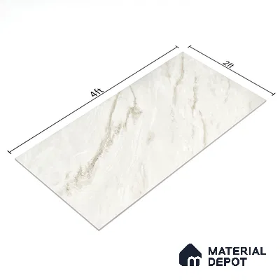 Marble Wall & Floor Tile TL 05142 Marblis Snow Blossom 4 ft x 2 ft Vitrified  Glossy Finish - 9 mm (Random 6) | Suitable for Living Room, Bedroom & Bathroom