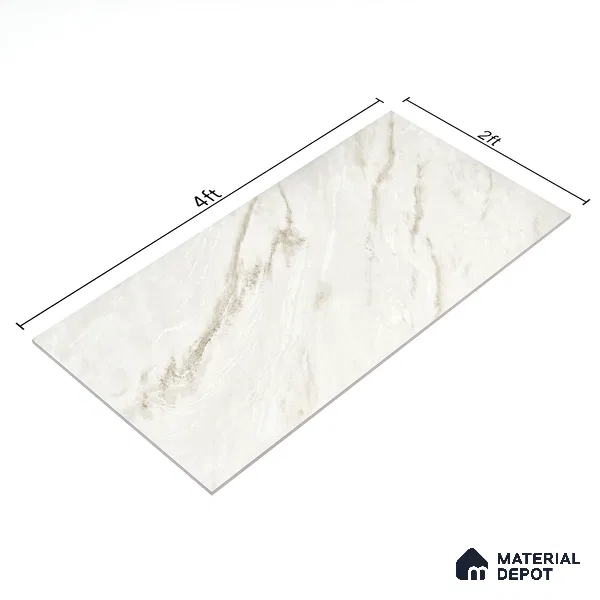 Marble Wall & Floor Tile TL 05142 Marblis Snow Blossom 4 ft x 2 ft Vitrified  Glossy Finish - 9 mm (Random 6) | Suitable for Living Room, Bedroom & Bathroom
