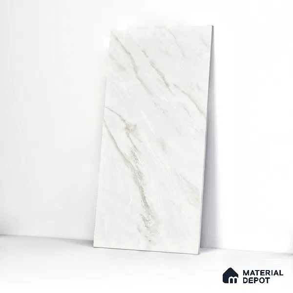 Marble Wall & Floor Tile TL 05142 Marblis Snow Blossom 4 ft x 2 ft Vitrified  Glossy Finish - 9 mm (Random 6) | Suitable for Living Room, Bedroom & Bathroom