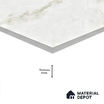 Marble Wall & Floor Tile TL 05142 Marblis Snow Blossom 4 ft x 2 ft Vitrified  Glossy Finish - 9 mm (Random 6) | Suitable for Living Room, Bedroom & Bathroom