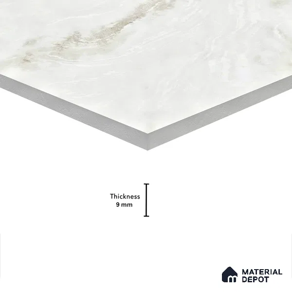 Marble Wall & Floor Tile TL 05142 Marblis Snow Blossom 4 ft x 2 ft Vitrified  Glossy Finish - 9 mm (Random 6) | Suitable for Living Room, Bedroom & Bathroom