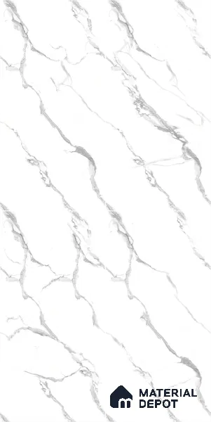 Marble Wall & Floor Tile TL 05130 Marblis Snowy Calacatta 4 ft x 2 ft Vitrified Endless Glossy Finish - 9 mm (Random 4) | Suitable for Living Room, Bedroom & Bathroom