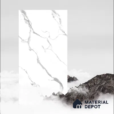 Marble Wall & Floor Tile TL 05130 Marblis Snowy Calacatta 4 ft x 2 ft Vitrified Endless Glossy Finish - 9 mm (Random 4) | Suitable for Living Room, Bedroom & Bathroom
