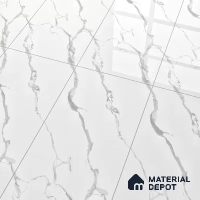 Marble Wall & Floor Tile TL 05130 Marblis Snowy Calacatta 4 ft x 2 ft Vitrified Endless Glossy Finish - 9 mm (Random 4) | Suitable for Living Room, Bedroom & Bathroom