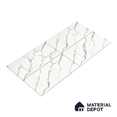 Marble Wall & Floor Tile TL 05130 Marblis Snowy Calacatta 4 ft x 2 ft Vitrified Endless Glossy Finish - 9 mm (Random 4) | Suitable for Living Room, Bedroom & Bathroom