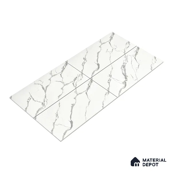 Marble Wall & Floor Tile TL 05130 Marblis Snowy Calacatta 4 ft x 2 ft Vitrified Endless Glossy Finish - 9 mm (Random 4) | Suitable for Living Room, Bedroom & Bathroom
