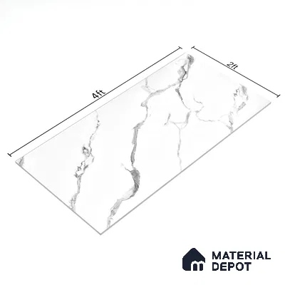 Marble Wall & Floor Tile TL 05130 Marblis Snowy Calacatta 4 ft x 2 ft Vitrified Endless Glossy Finish - 9 mm (Random 4) | Suitable for Living Room, Bedroom & Bathroom