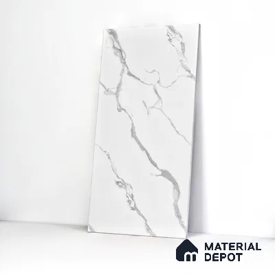 Marble Wall & Floor Tile TL 05130 Marblis Snowy Calacatta 4 ft x 2 ft Vitrified Endless Glossy Finish - 9 mm (Random 4) | Suitable for Living Room, Bedroom & Bathroom
