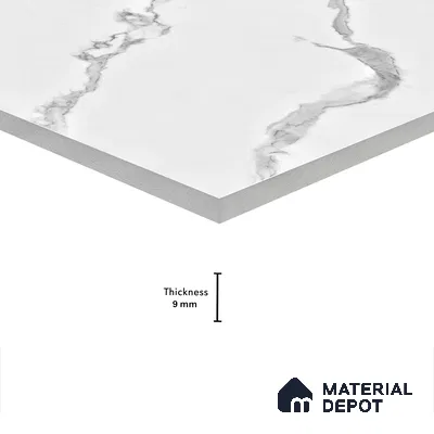 Marble Wall & Floor Tile TL 05130 Marblis Snowy Calacatta 4 ft x 2 ft Vitrified Endless Glossy Finish - 9 mm (Random 4) | Suitable for Living Room, Bedroom & Bathroom
