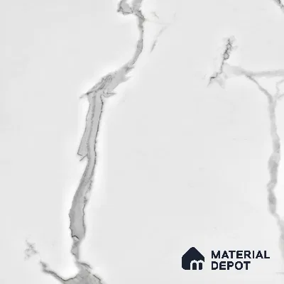 Marble Wall & Floor Tile TL 05130 Marblis Snowy Calacatta 4 ft x 2 ft Vitrified Endless Glossy Finish - 9 mm (Random 4) | Suitable for Living Room, Bedroom & Bathroom