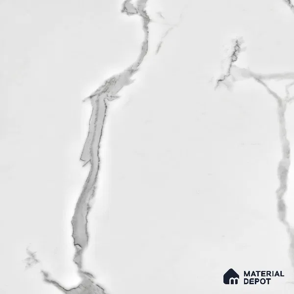 Marble Wall & Floor Tile TL 05130 Marblis Snowy Calacatta 4 ft x 2 ft Vitrified Endless Glossy Finish - 9 mm (Random 4) | Suitable for Living Room, Bedroom & Bathroom