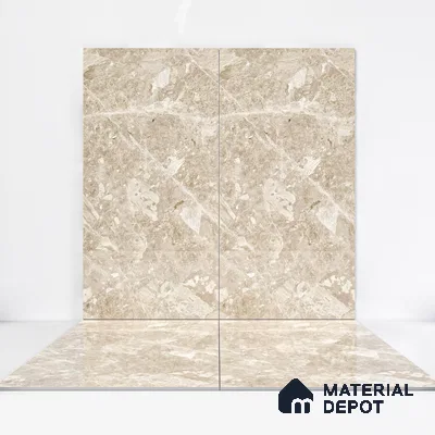 Marble Wall & Floor Tile TL 05136 Marblis Walnut Elegance 4 ft x 2 ft Vitrified Endless Glossy Finish - 9 mm (Random 4) | Suitable for Living Room, Bedroom & Bathroom