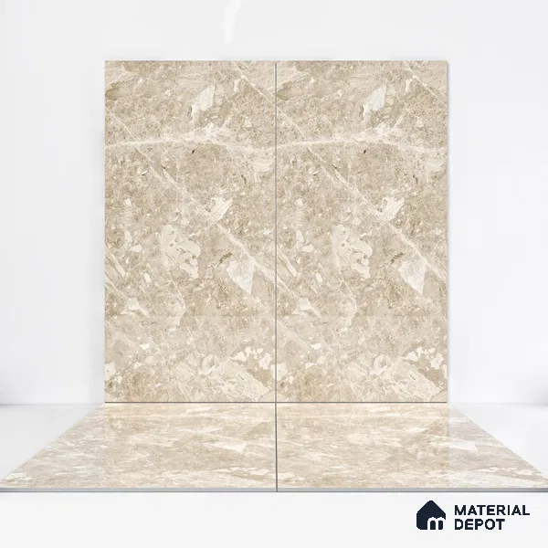 Marble Wall & Floor Tile TL 05136 Marblis Walnut Elegance 4 ft x 2 ft Vitrified Endless Glossy Finish - 9 mm (Random 4) | Suitable for Living Room, Bedroom & Bathroom