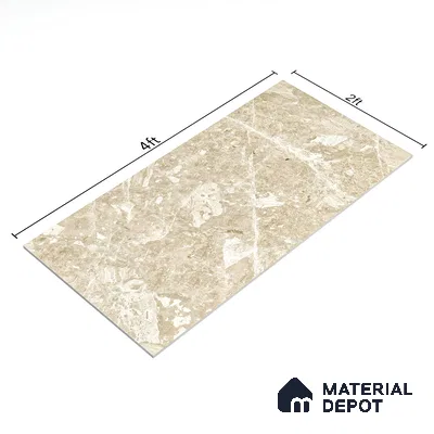 Marble Wall & Floor Tile TL 05136 Marblis Walnut Elegance 4 ft x 2 ft Vitrified Endless Glossy Finish - 9 mm (Random 4) | Suitable for Living Room, Bedroom & Bathroom