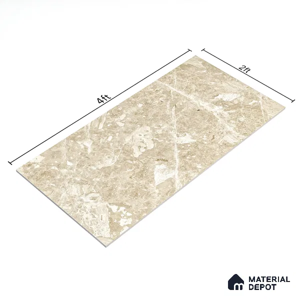 Marble Wall & Floor Tile TL 05136 Marblis Walnut Elegance 4 ft x 2 ft Vitrified Endless Glossy Finish - 9 mm (Random 4) | Suitable for Living Room, Bedroom & Bathroom