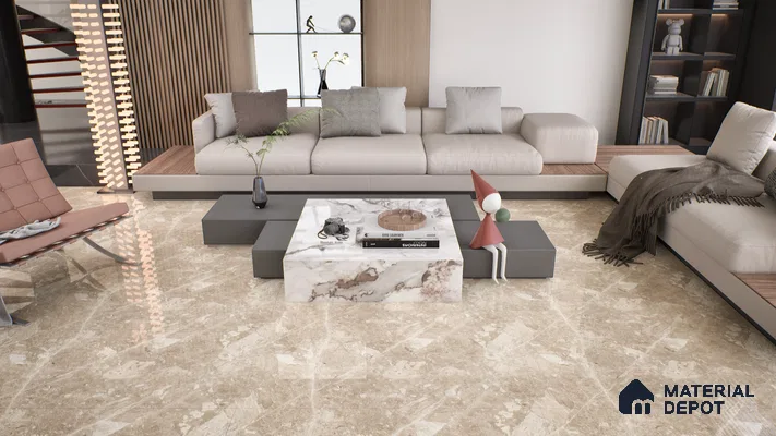 Marble Wall & Floor Tile TL 05136 Marblis Walnut Elegance 4 ft x 2 ft Vitrified Endless Glossy Finish - 9 mm (Random 4) | Suitable for Living Room, Bedroom & Bathroom