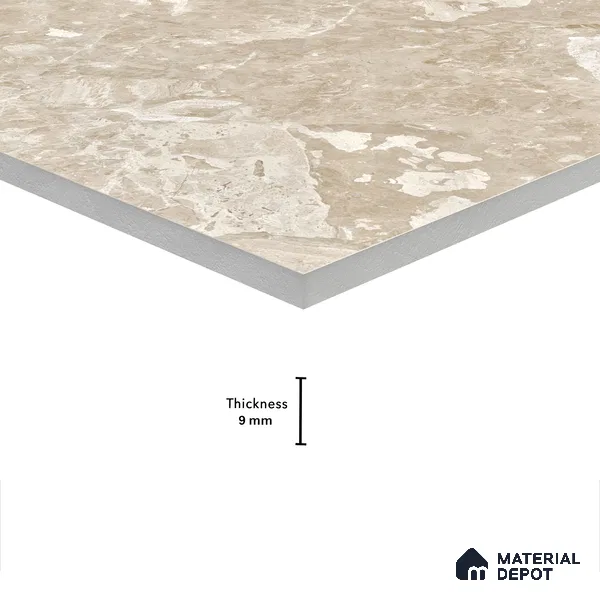 Marble Wall & Floor Tile TL 05136 Marblis Walnut Elegance 4 ft x 2 ft Vitrified Endless Glossy Finish - 9 mm (Random 4) | Suitable for Living Room, Bedroom & Bathroom